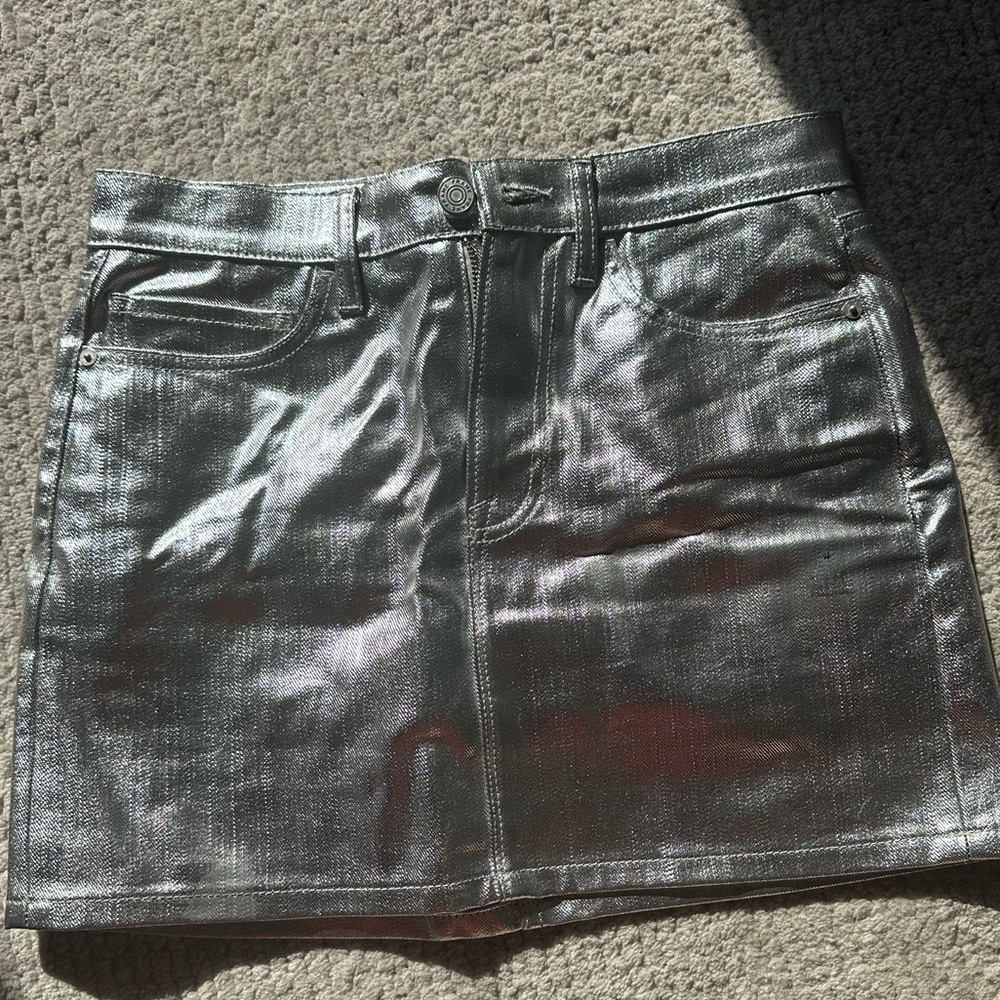 Frame Mini Metallic Silver Skirt - 26